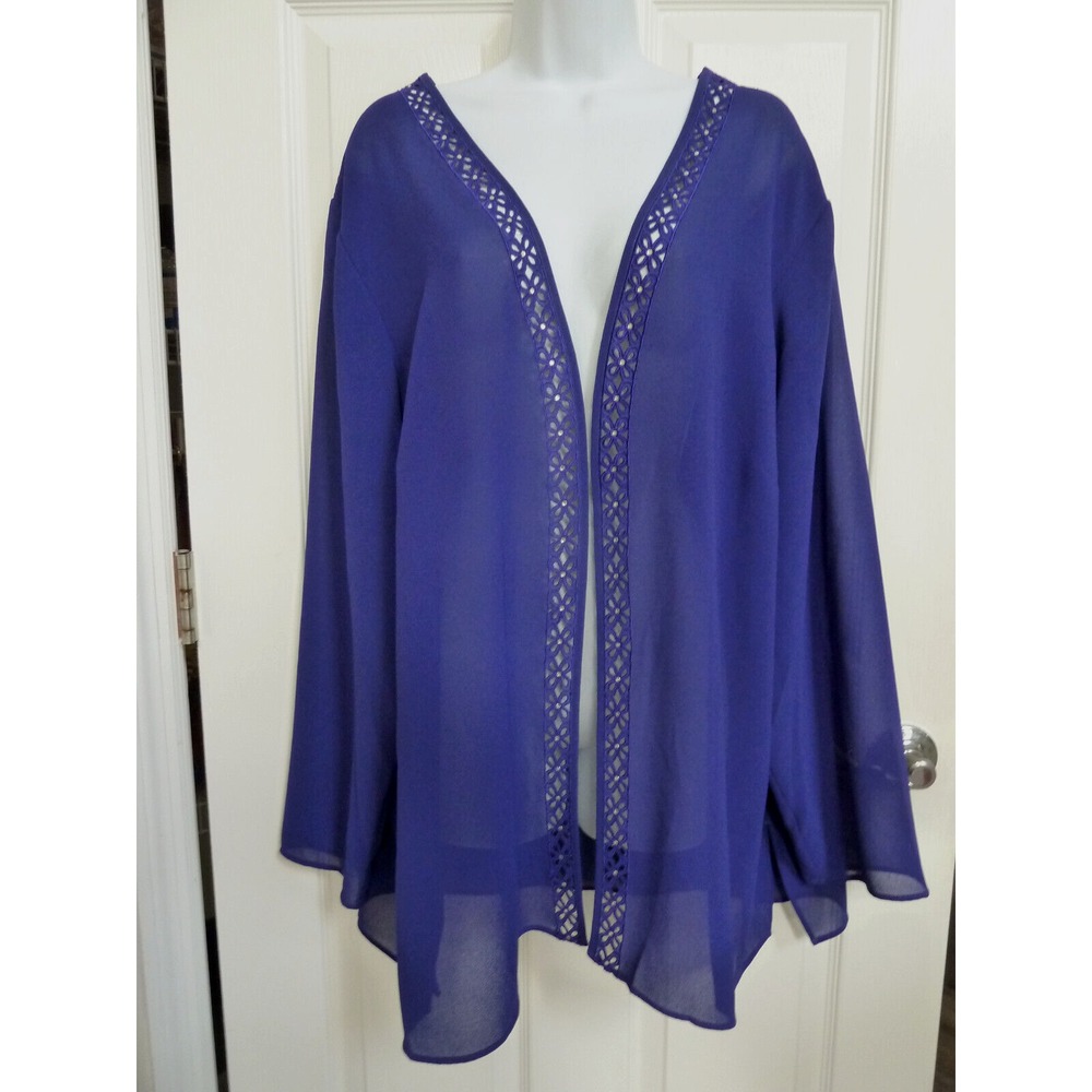 Montee Collection Plus Sz 24W Long Sleeve Duster Overjacket Purple Beaded Easter